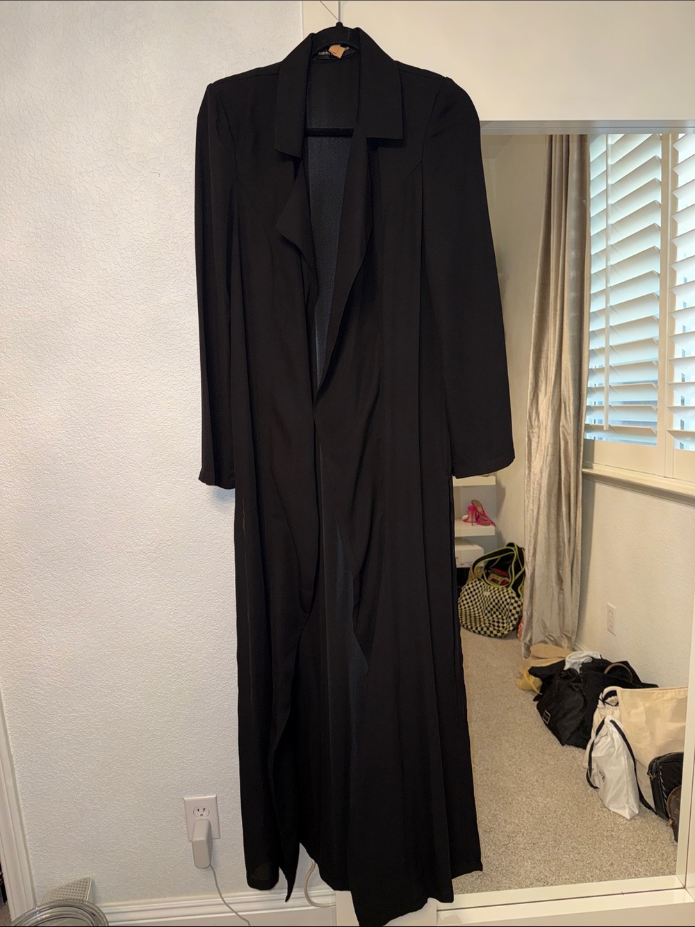 naked wardrobe Long Black Trench Duster Coat
